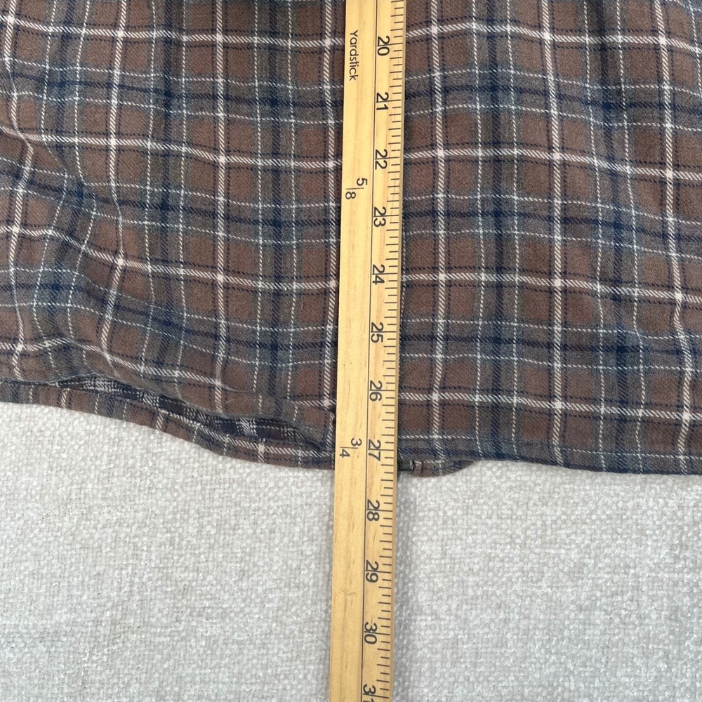 Carbon2Cobalt Mens Brown Blue Plaid Full Zip Flannel Shirt Jacket Size M Cotton - Picture 6 of 9